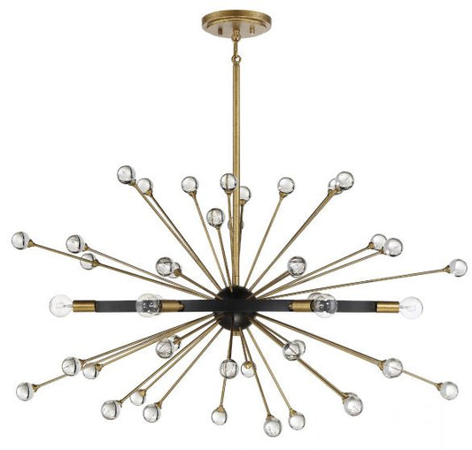 Ariel 6-Light Oval Chandelier in Como Black with Gold Accents