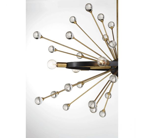 Ariel 6-Light Oval Chandelier in Como Black with Gold Accents