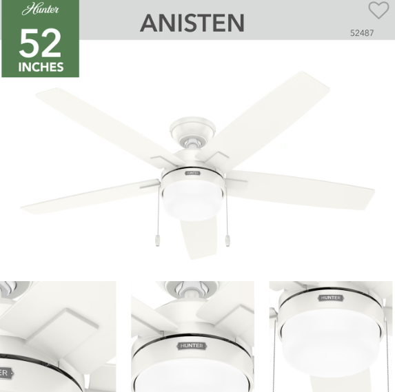 Hunter: Anisten LED- 52 Ceiling Fan White