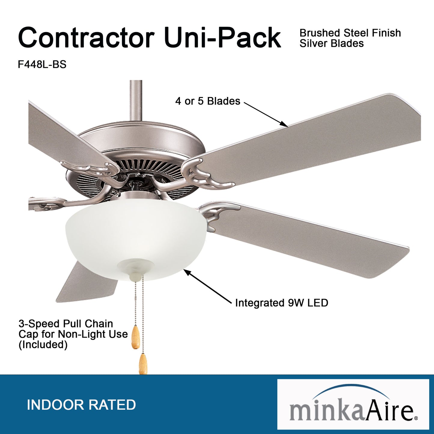 Contractor Ceiling Fan- 52" (Silver)