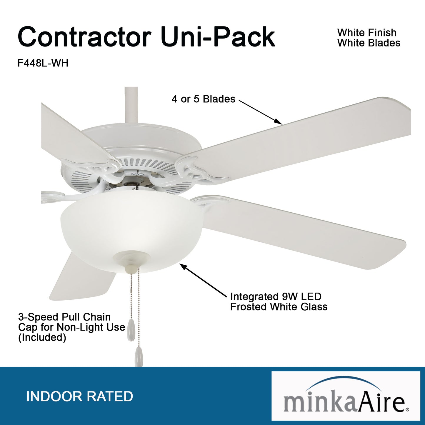 Contractor Ceiling Fan- 52" (White)