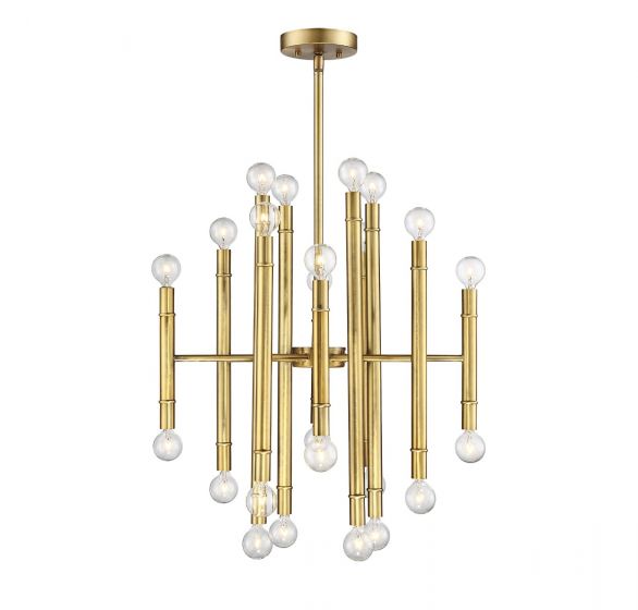 24-Light Chandelier in Natural Brass