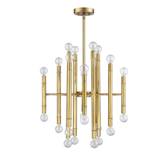 24-Light Chandelier in Natural Brass