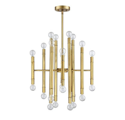 24-Light Chandelier in Natural Brass