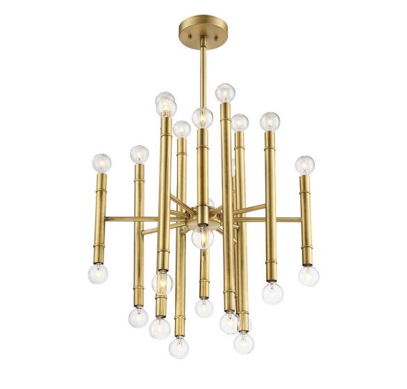 24-Light Chandelier in Natural Brass