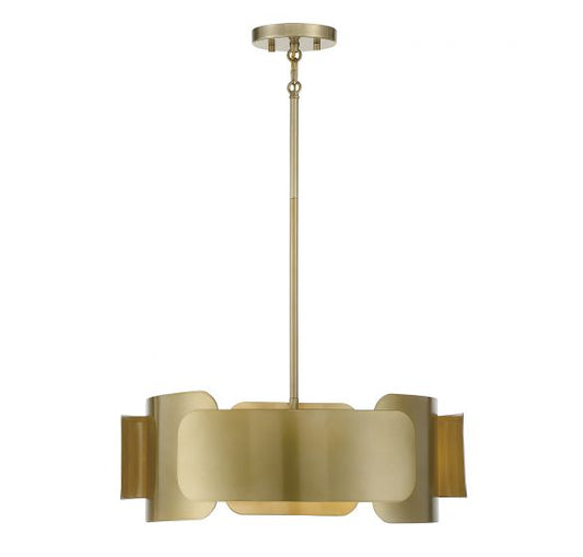 4-Light Pendant in Burnished Brass