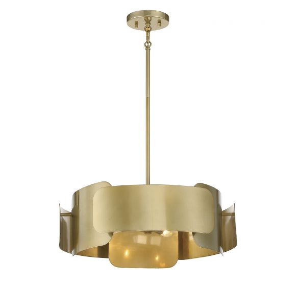 4-Light Pendant in Burnished Brass