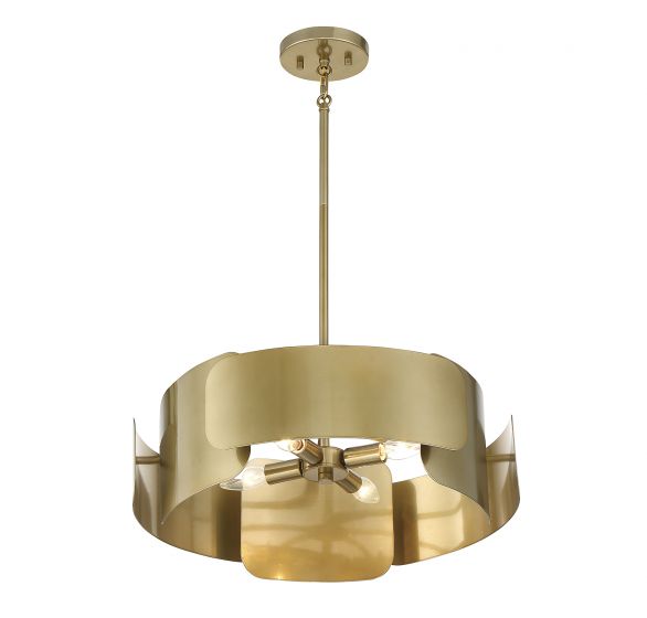 4-Light Pendant in Burnished Brass