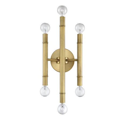 6-Light Wall Sconce in Natural Brass