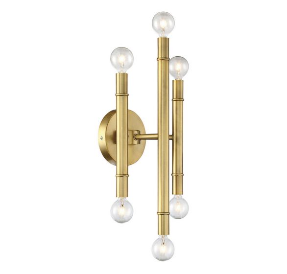 6-Light Wall Sconce in Natural Brass